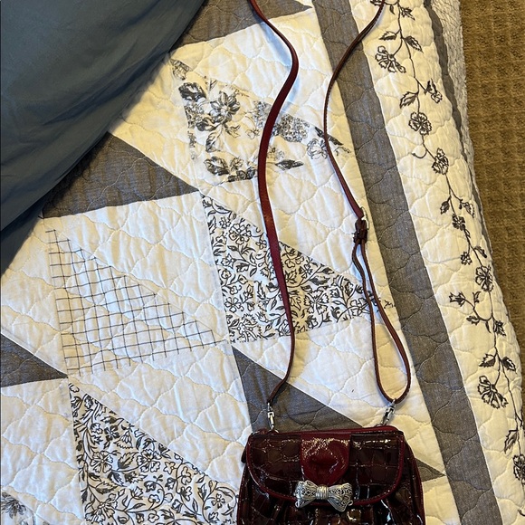 Brighton Burgundy Croc-Embossed Crossbody Bag - Picture 8 of 8